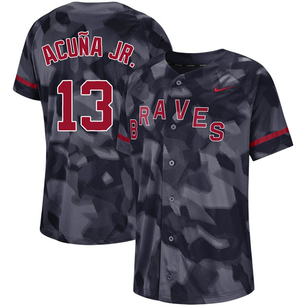 Braves 13 Ronald Acuna Jr Black Camo Fashion Jersey