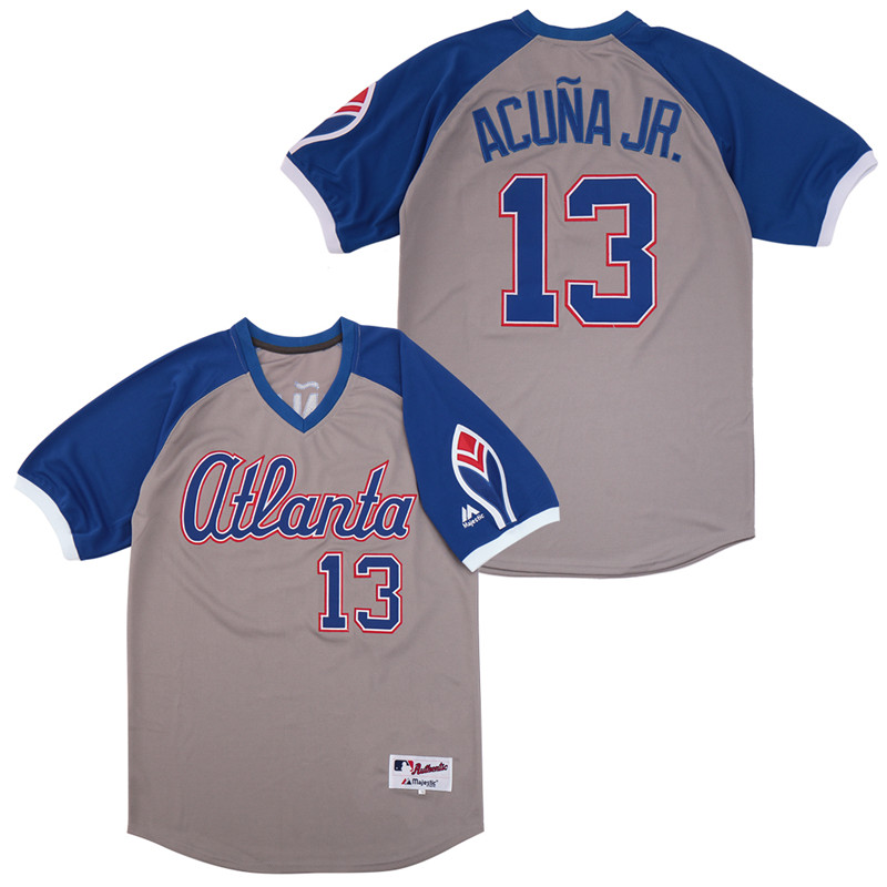 Braves 13 Ronald Acuna Jr. Gray Turn Back The Clock Jersey