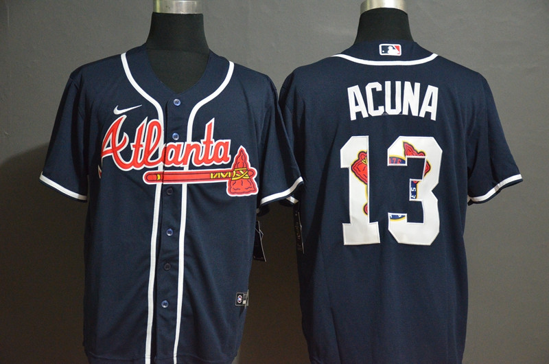 Braves 13 Ronald Acuna Jr. Nave 2020 Nike Cool Base Fashion Jersey