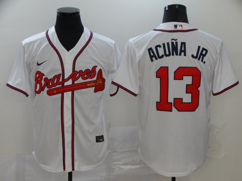 Braves 13 Ronald Acuna Jr. White 2020 Nike Cool Base Jersey