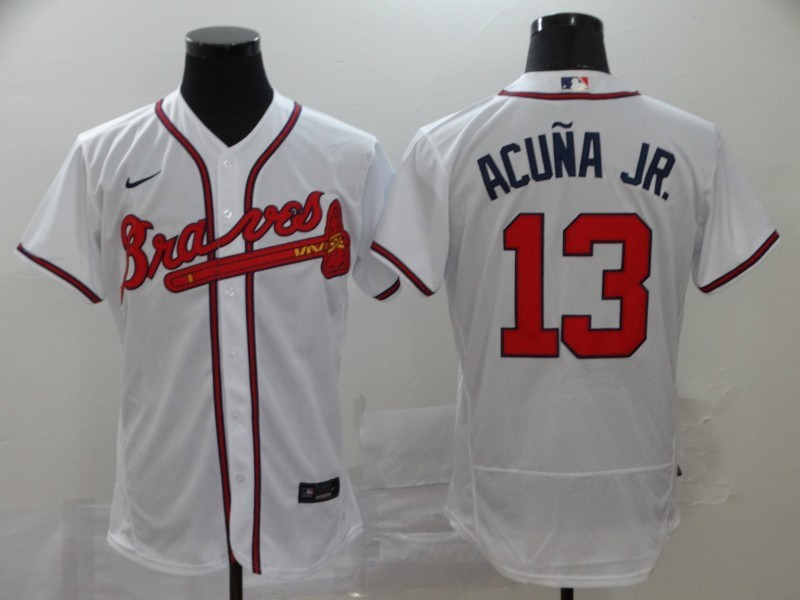 Braves 13 Ronald Acuna Jr. White 2020 Nike Flexbase Jersey