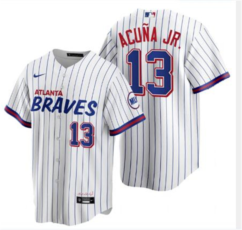 Braves 13 Ronald Acuna Jr. White 2021 City Connect Cool Base Jersey