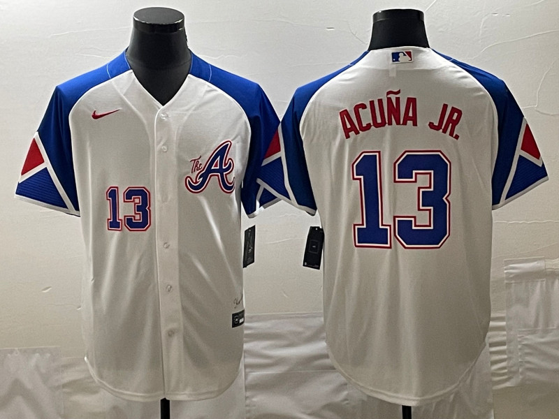 Braves 13 Ronald Acuna Jr. White Nike 2023 City Connect Cool Base Jersey
