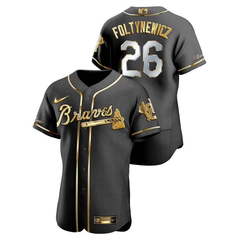 Braves 26 Mike Foltynewicz Black Gold 2020 Nike Flexbase Jersey