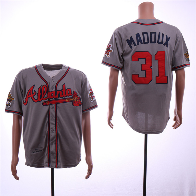 Braves 31 Greg Maddux Gray 1995 Throwback Jersey