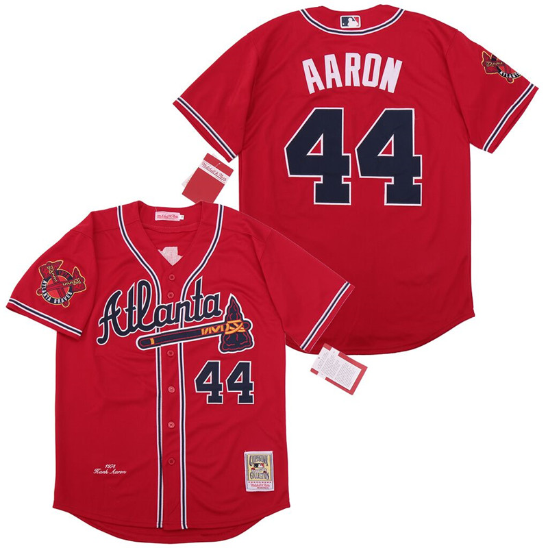 Braves 44 Hank Aaron Red 1974 Cooperstown Collection Jersey