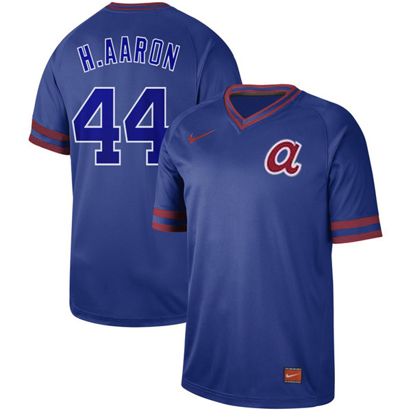 Braves 44 Hank Aaron Royal Throwback Jersey