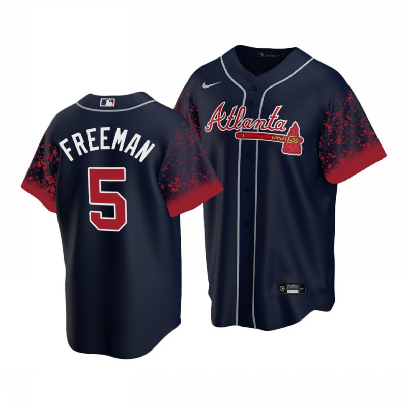 Braves 5 Freddie Freeman Navy 2021 City Connect Cool Base Jersey