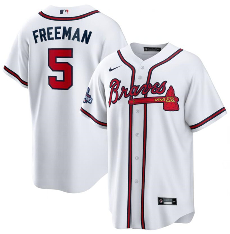 Braves 5 Freddie Freeman White Nike 2021 World Series Champions Cool Base Jersey