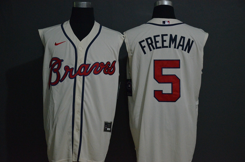 Braves 5 Freddie Freeman White Nike Cool Base Sleeveless Jersey