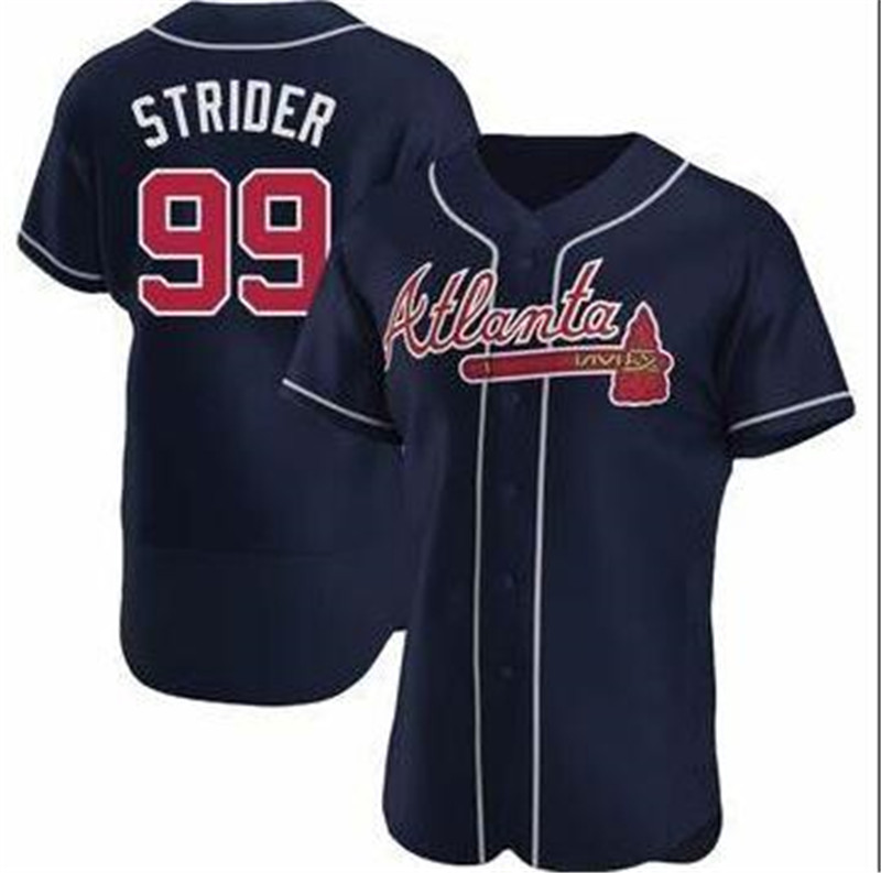 Braves 99 Spencer Strider Navy Flexbase Jersey