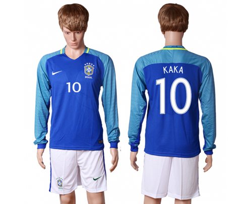 Brazil 10 Kaka Away Long Sleeves Soccer Country Jersey