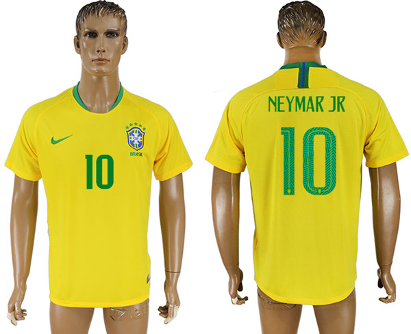 Brazil 10 NEYMAR JR Home 2018 FIFA World Cup Thailand Soccer Jersey