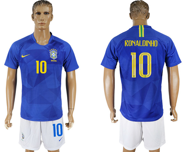 Brazil 10 RONALDINHO Away 2018 FIFA World Cup Soccer Jersey