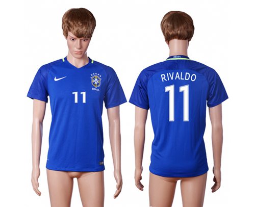 Brazil 11 Rivaldo Away Soccer Country Jersey