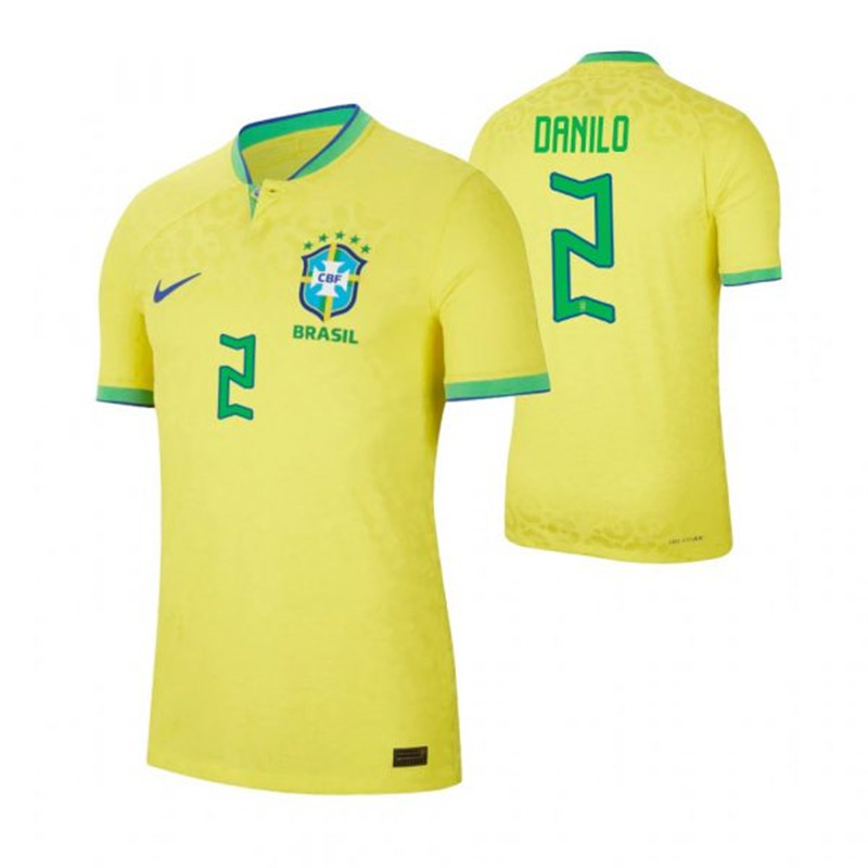 Brazil 2 DANILO Home 2022 FIFA World Cup Thailand Soccer Jersey