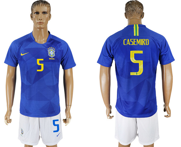 Brazil 5 CASEMIRO Away 2018 FIFA World Cup Soccer Jersey