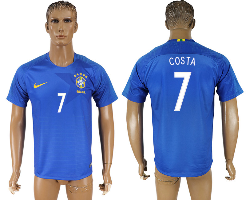 Brazil 7 COSTA Away 2018 FIFA World Cup Thailand Soccer Jersey