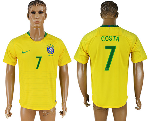 Brazil 7 COSTA Home 2018 FIFA World Cup Thailand Soccer Jersey