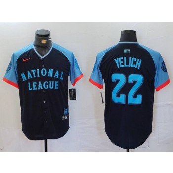 Brewers 22 Christian Yelich Black 2024 All Star Nike Cool Base Men Jersey