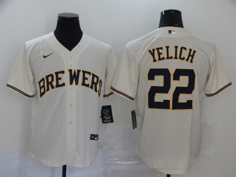 Brewers 22 Christian Yelich White Nike 2020 Cool Base Jersey