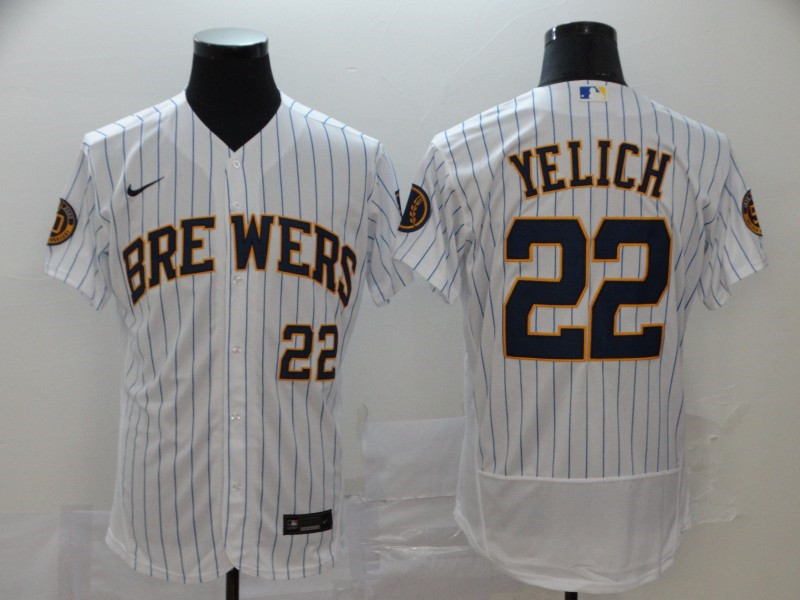 Brewers 22 Christian Yelich White Nike 2020 Flexbase Jersey