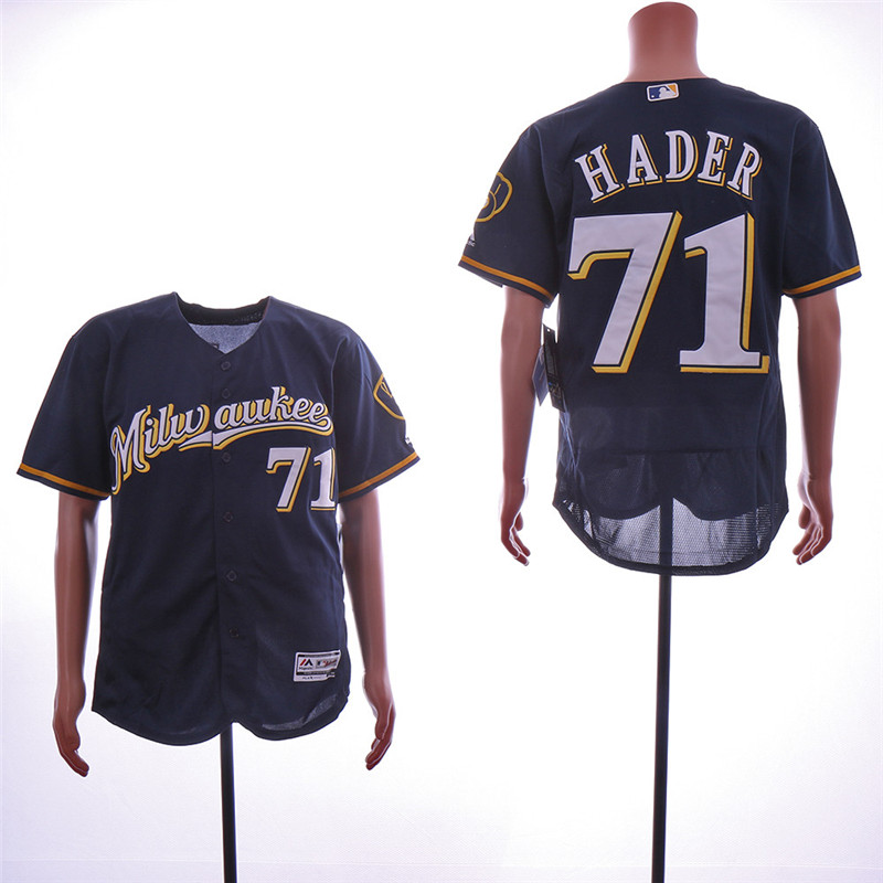 Brewers 71 Josh Hader Navy Cool Base Jersey