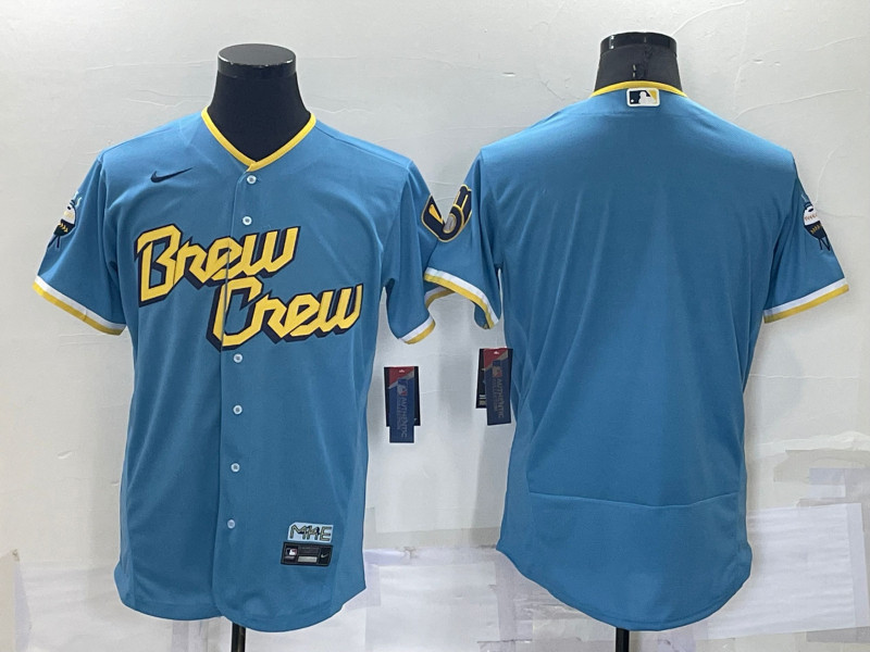 Brewers Blank Blue Nike 2022 City Connect Flexbase Jersey