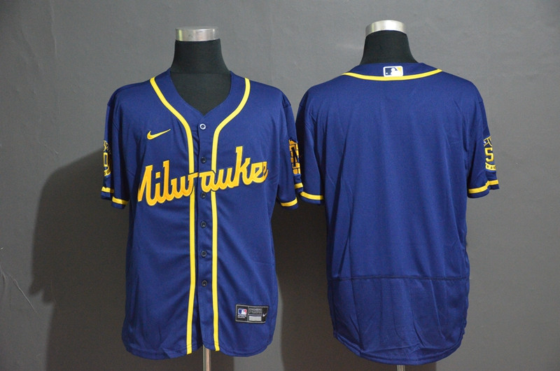 Brewers Blank Royal Nike 2020 Flexbase Jersey