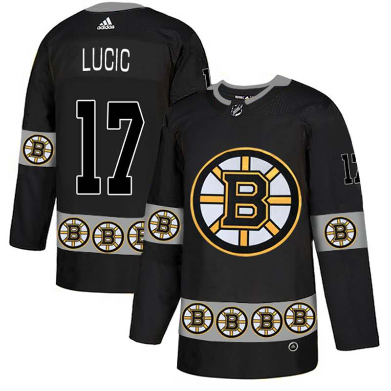 Bruins 17 Milan Lucic Black Team Logos Fashion  Jersey