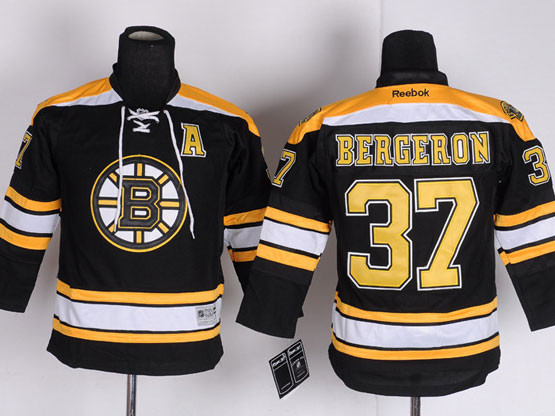 Bruins 37 Patrice Bergeron Black Youth Reebok Jersey