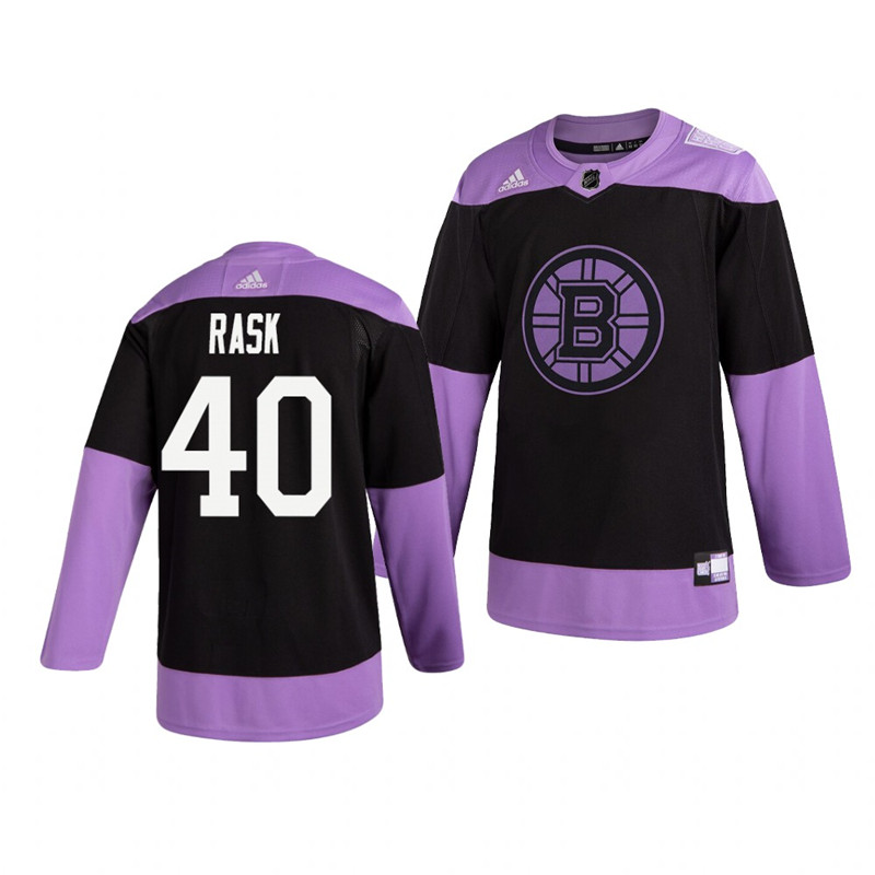 Bruins 40 Tuukka Rask Black Purple Hockey Fights Cancer Adidas Jersey