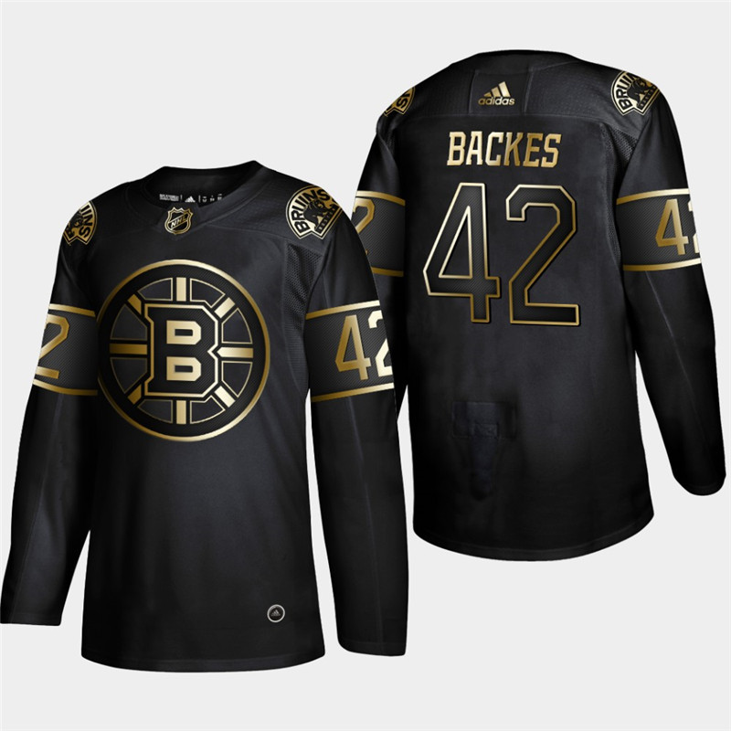 Bruins 42 David Backes Black Gold Adidas Jersey