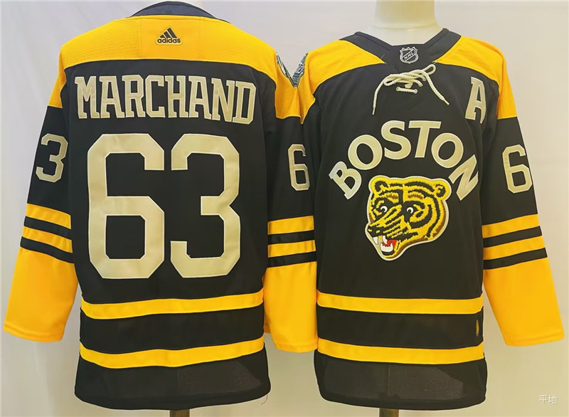 Bruins 63 Brad Marchand Black 2023 Winter Classic Adidas Jersey