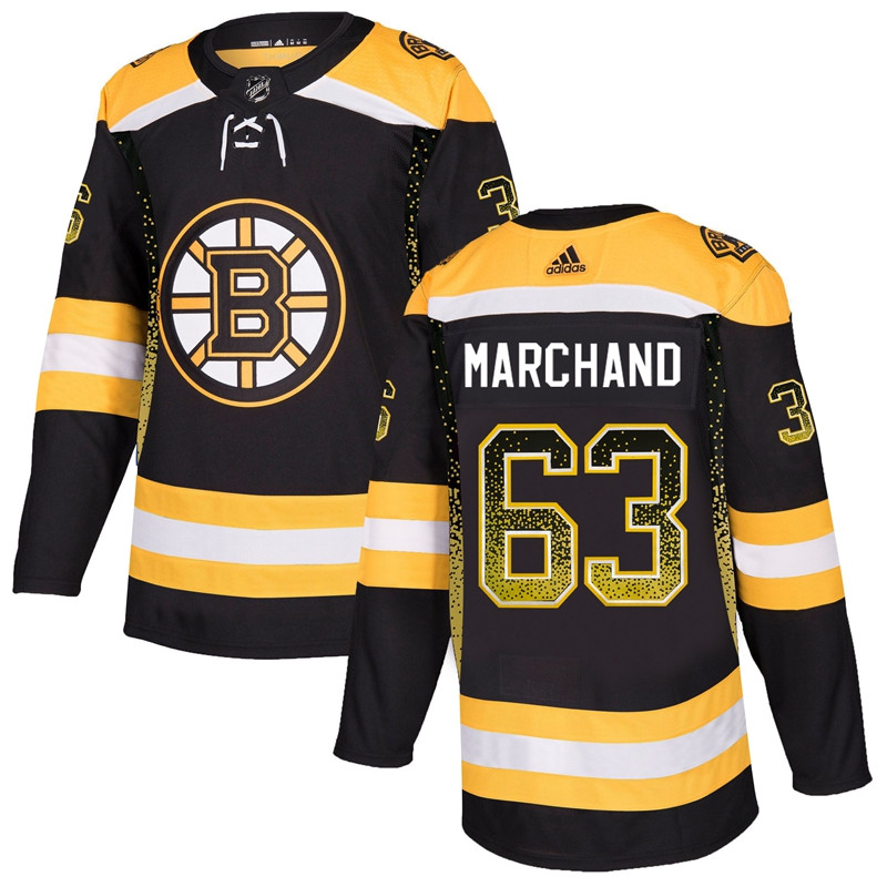 Bruins 63 Brad Marchand Black Drift Fashion  Jersey