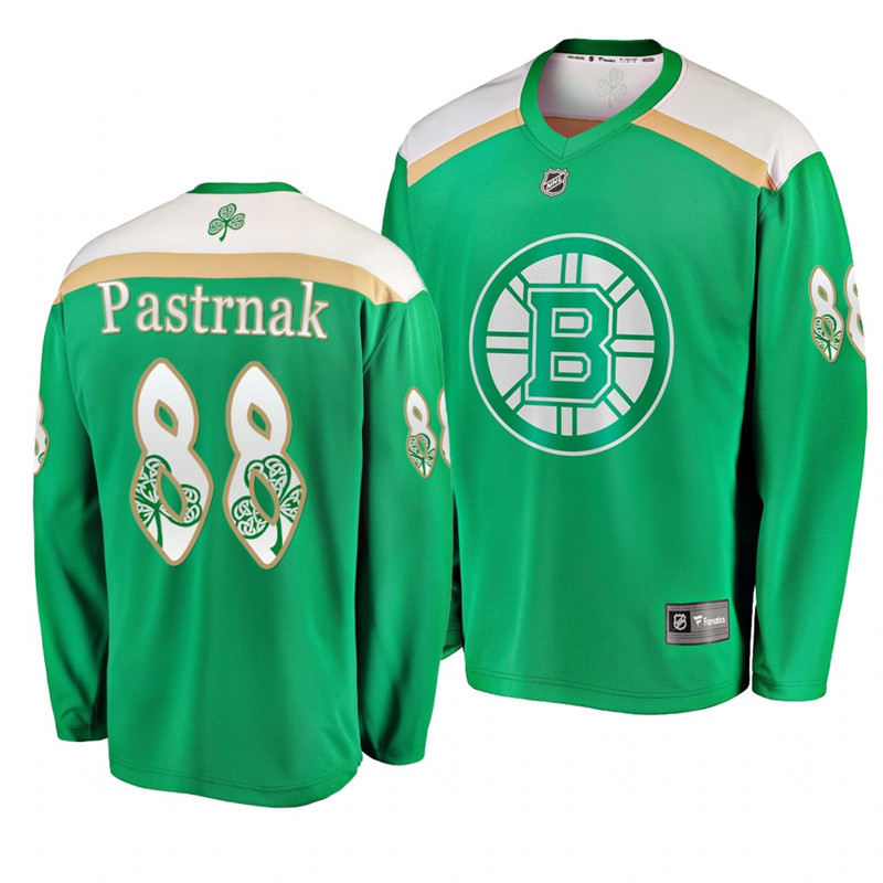 Bruins 88 David Pastrnak Green 2019 St. Patrick's Day Adidas Jersey