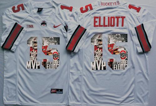 Buckeyes 15 Ezekiel Elliott White Player Fashion Stitched NCAA Jersey