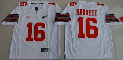 Buckeyes 16 J T Barrett White Diamond Quest Stitched NCAA Jersey