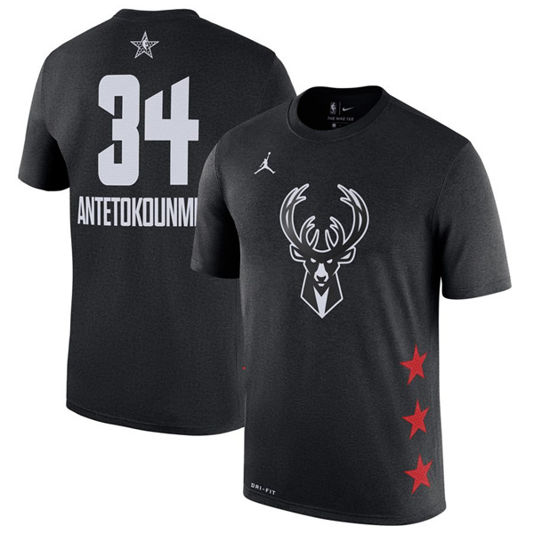 Bucks 34 Giannis Antetokounmpo Black 2019 NBA All Star Game Men's T Shirt