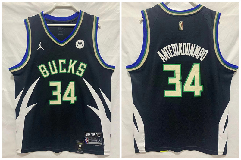 Bucks 34 Giannis Antetokounmpo Black 2022 23 Swingman Jersey