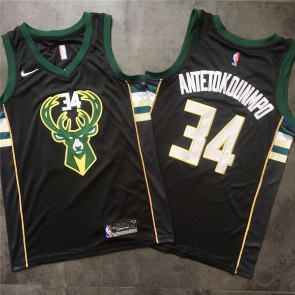 Bucks 34 Giannis Antetokounmpo Black Nike Swingman Jersey