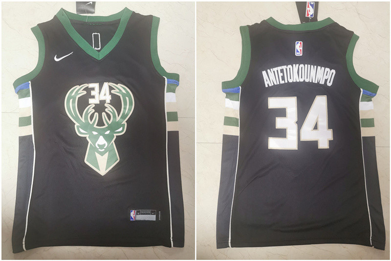 Bucks 34 Giannis Antetokounmpo Black Youth Nike Swingman Jersey