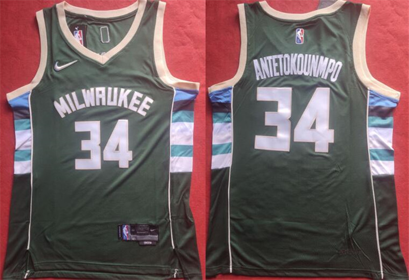 Bucks 34 Giannis Antetokounmpo Green Nike Diamond 75th Anniversary City Edition Swingman Jersey