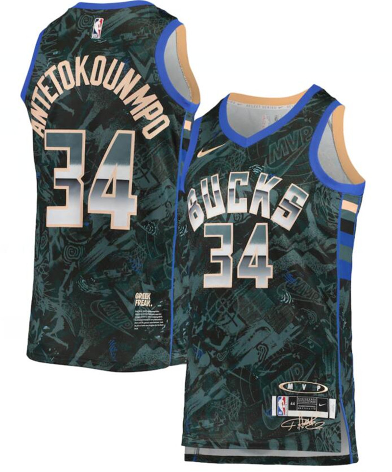 Bucks 34 Giannis Antetokounmpo Green Nike Select Series MVP Swingman Jersey