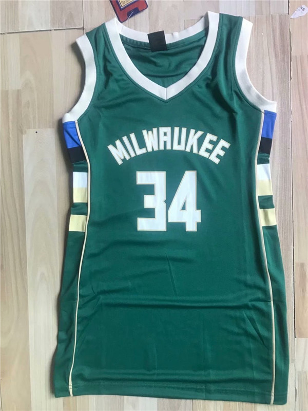 Bucks 34 Giannis Antetokounmpo Green Nike Swingman Women Dress