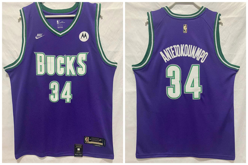 Bucks 34 Giannis Antetokounmpo Purple Nike 2022 23 Swingman Jersey