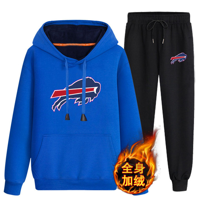 Buffalo Bills Blue Plus Velvet Pullover Hoodie & Pant