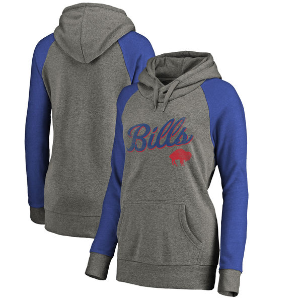 Buffalo Bills NFL Pro Line by Fanatics Branded Women's Timeless Collection Rising Script Plus Size Tri Blend Hoodie Ash