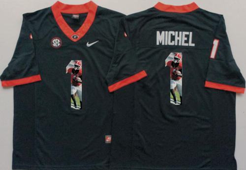 Bulldogs 1 Sony Michel Black Player Fashion Stitched NCAA Jersey