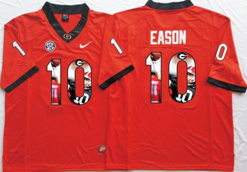 Bulldogs 10 Jacob Eason Red Player Fashion Stitched NCAA Jersey